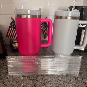 Insulated Travel Mug with Handle - Hot Pink (price for both)